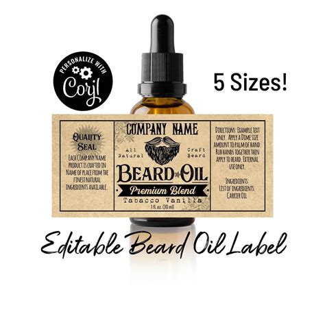 Printable Beard Oil Labels